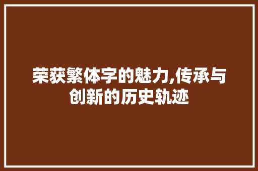 荣获繁体字的魅力,传承与创新的历史轨迹