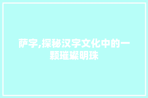 萨字,探秘汉字文化中的一颗璀璨明珠