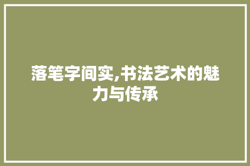 落笔字间实,书法艺术的魅力与传承
