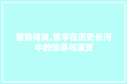 蓄势待发,蓄字在历史长河中的传承与演变
