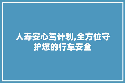 人寿安心驾计划,全方位守护您的行车安全