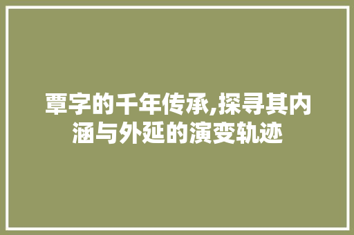 覃字的千年传承,探寻其内涵与外延的演变轨迹