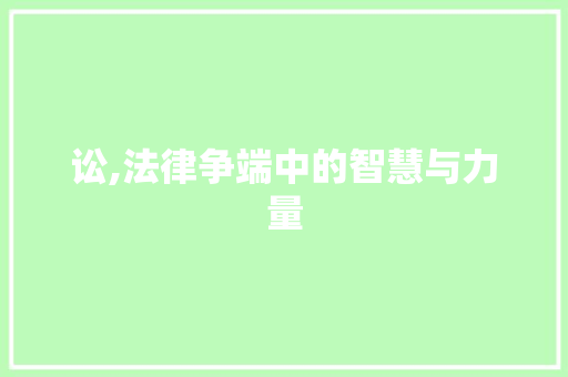 讼,法律争端中的智慧与力量