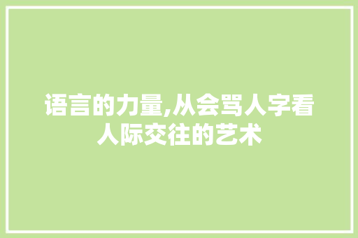语言的力量,从会骂人字看人际交往的艺术