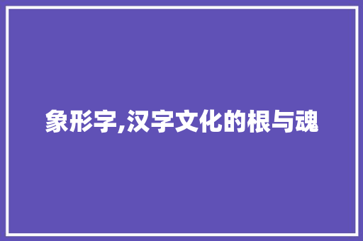 象形字,汉字文化的根与魂
