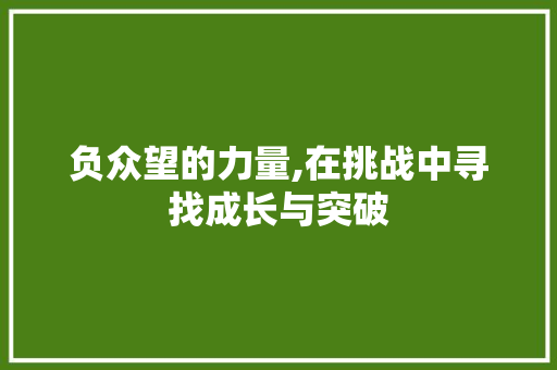 负众望的力量,在挑战中寻找成长与突破