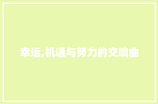 幸运,机遇与努力的交响曲