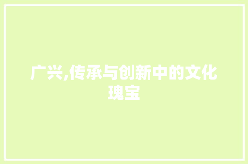 广兴,传承与创新中的文化瑰宝
