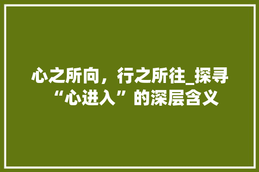 心之所向，行之所往_探寻“心进入”的深层含义