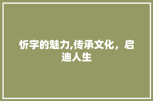 忻字的魅力,传承文化，启迪人生