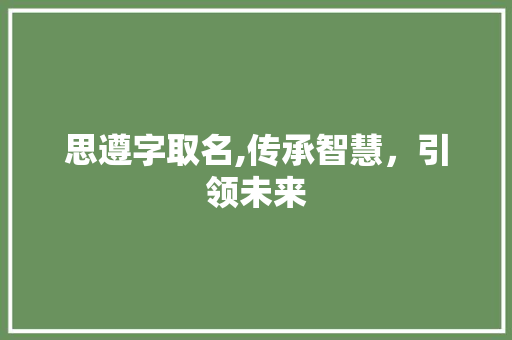 思遵字取名,传承智慧，引领未来