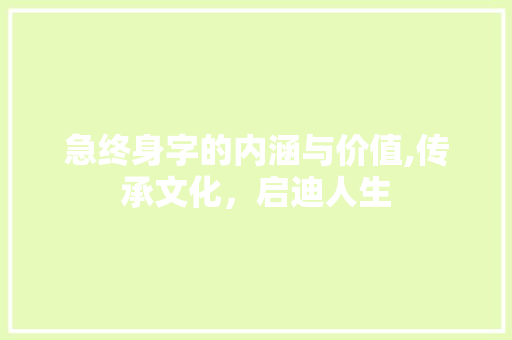 急终身字的内涵与价值,传承文化，启迪人生