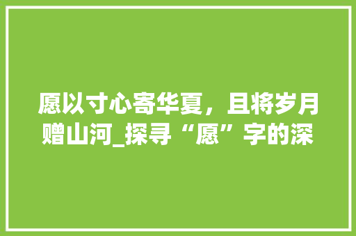 愿以寸心寄华夏，且将岁月赠山河_探寻“愿”字的深层意蕴