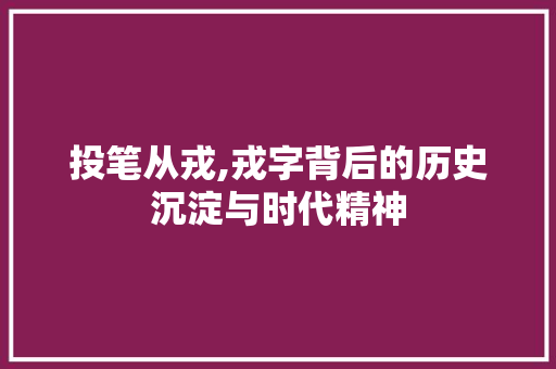 投笔从戎,戎字背后的历史沉淀与时代精神