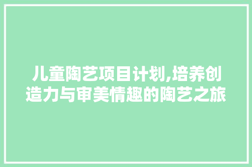 儿童陶艺项目计划,培养创造力与审美情趣的陶艺之旅