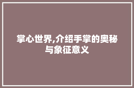掌心世界,介绍手掌的奥秘与象征意义