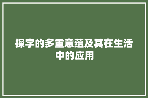 探字的多重意蕴及其在生活中的应用