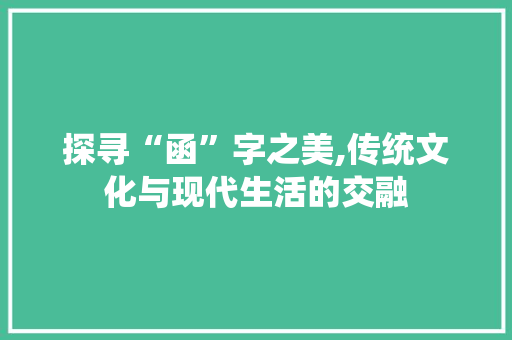 探寻“函”字之美,传统文化与现代生活的交融