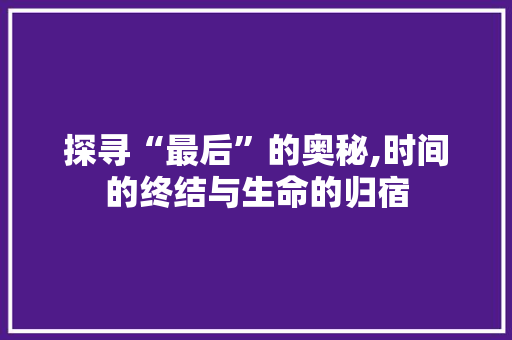 探寻“最后”的奥秘,时间的终结与生命的归宿