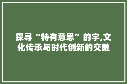 探寻“特有意思”的字,文化传承与时代创新的交融