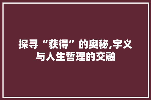 探寻“获得”的奥秘,字义与人生哲理的交融
