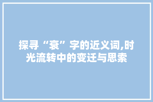 探寻“衰”字的近义词,时光流转中的变迁与思索