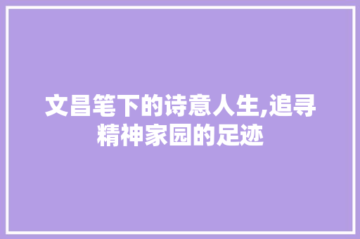 文昌笔下的诗意人生,追寻精神家园的足迹