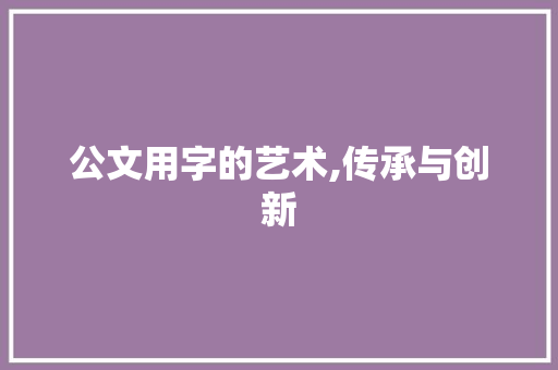公文用字的艺术,传承与创新