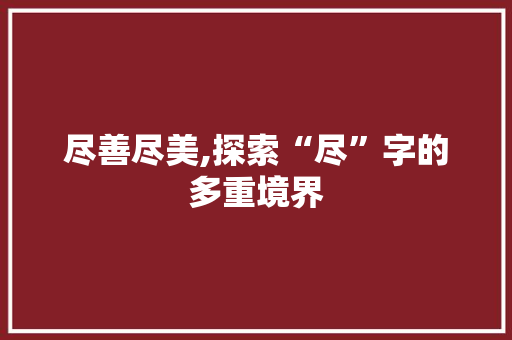 尽善尽美,探索“尽”字的多重境界