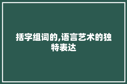 括字组词的,语言艺术的独特表达