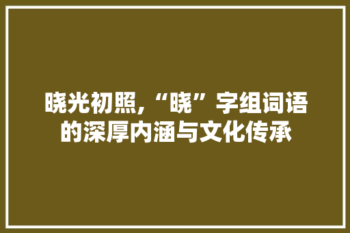 晓光初照,“晓”字组词语的深厚内涵与文化传承