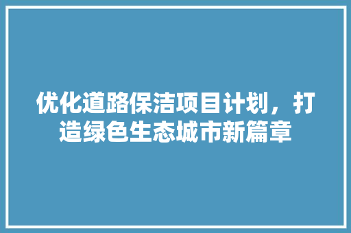 优化道路保洁项目计划，打造绿色生态城市新篇章