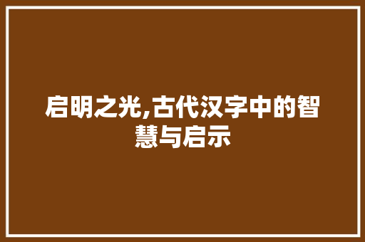 启明之光,古代汉字中的智慧与启示