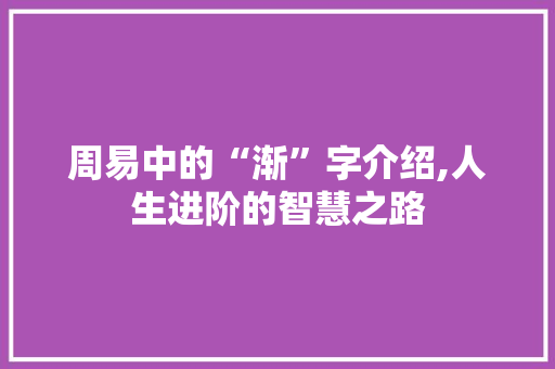 周易中的“渐”字介绍,人生进阶的智慧之路