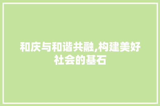 和庆与和谐共融,构建美好社会的基石