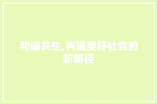 和谐共生,构建美好社会的新路径