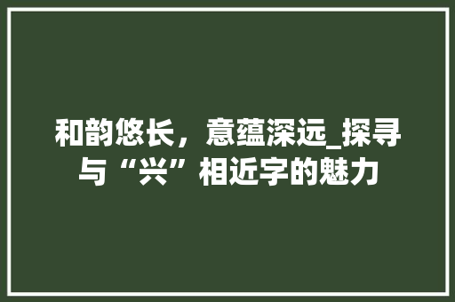 和韵悠长，意蕴深远_探寻与“兴”相近字的魅力