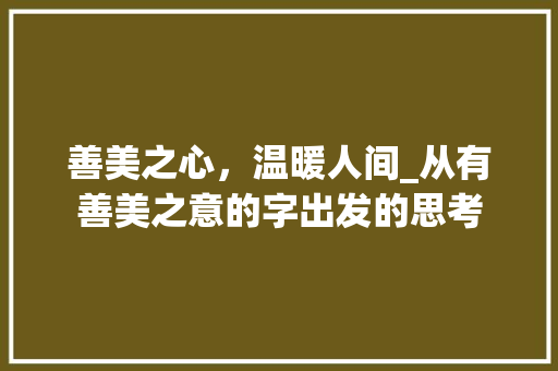 善美之心，温暖人间_从有善美之意的字出发的思考