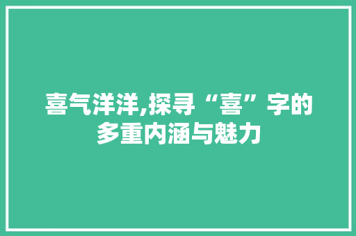 喜气洋洋,探寻“喜”字的多重内涵与魅力
