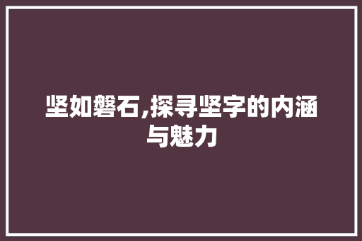 坚如磐石,探寻坚字的内涵与魅力