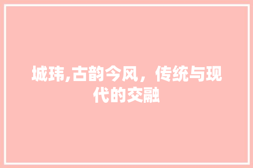 城玮,古韵今风，传统与现代的交融