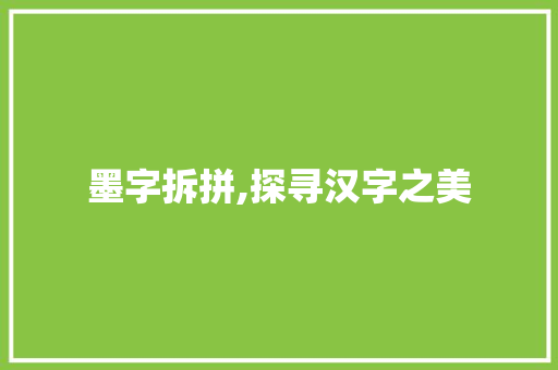 墨字拆拼,探寻汉字之美