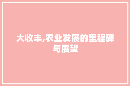 大收丰,农业发展的里程碑与展望