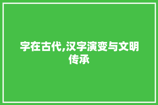 字在古代,汉字演变与文明传承