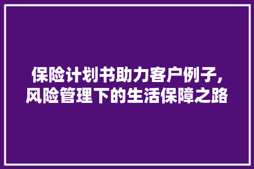 保险计划书助力客户例子,风险管理下的生活保障之路