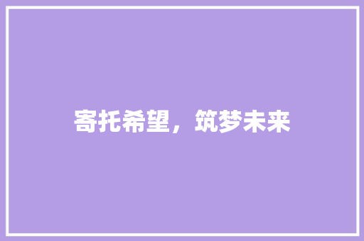 寄托希望，筑梦未来