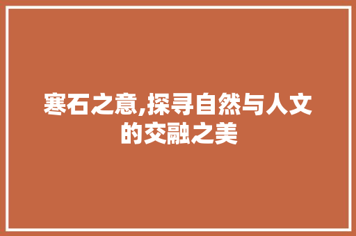 寒石之意,探寻自然与人文的交融之美
