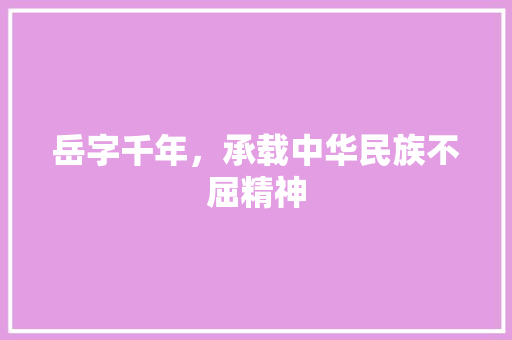 岳字千年，承载中华民族不屈精神