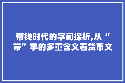 带钱时代的字词探析,从“带”字的多重含义看货币文化的演变