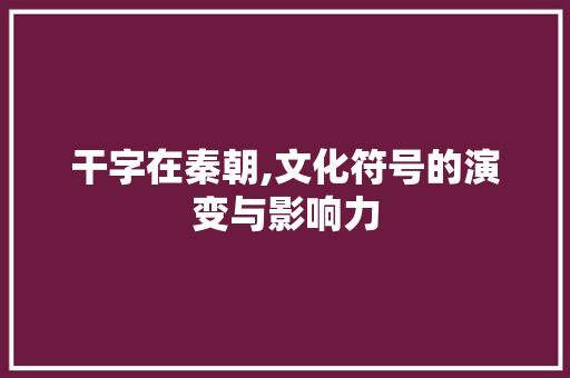 干字在秦朝,文化符号的演变与影响力